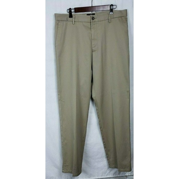 Dockers Signature Khaki Pants Mens Size 36x34 Flat Front 100% Cotton Tan - Picture 1 of 8